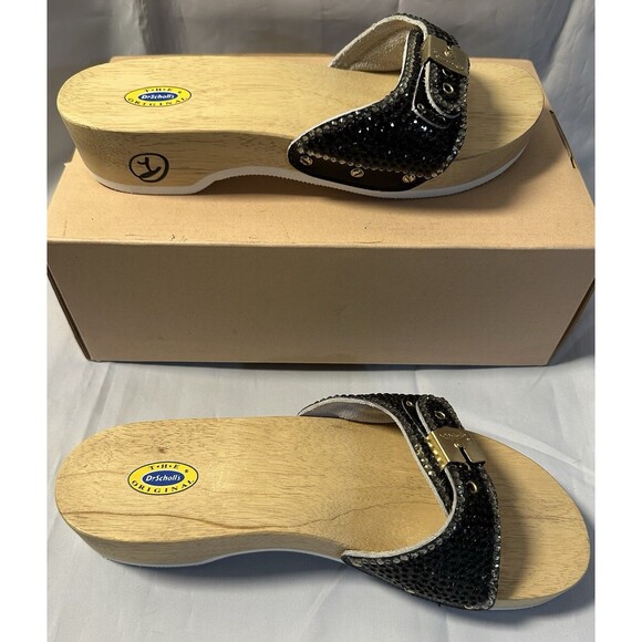 Dr . Scholls The Original Wooden Exercise Clog Sandals Custom Crystal Bling 10M - Picture 4 of 10
